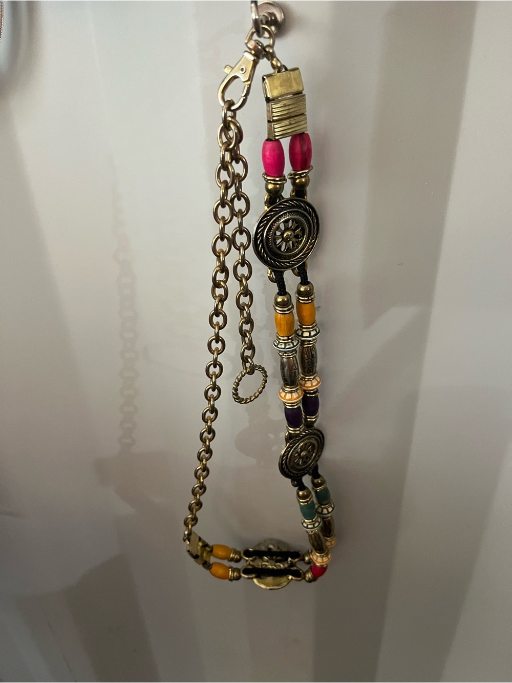 Multicolor Beaded Gold-Tone Belt- Boho Chic